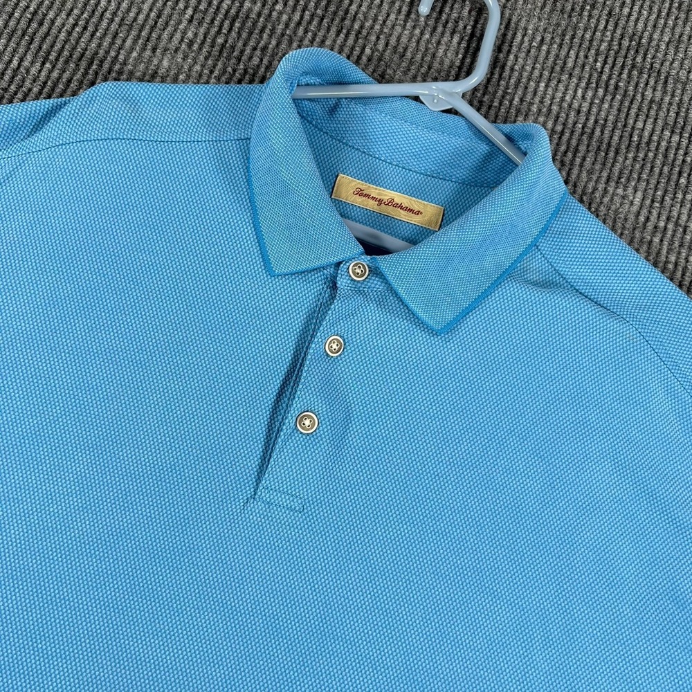 Tommy Bahama Polo Shirt Mens 2XL XXL Blue Short Sleeve Golf Casual Beach